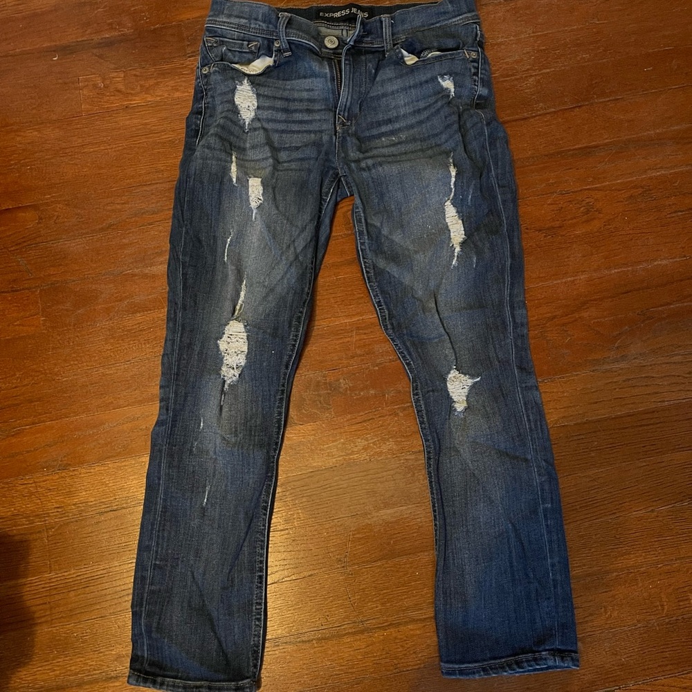 Mid rise cropped distressed cropped skinny jegging - Express size 4